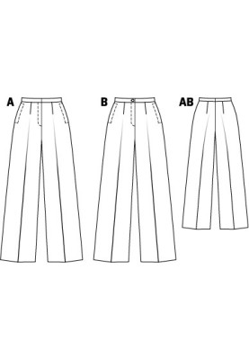 Выкройка Брюки палаццо со складками-стрелками (Burda 10/2011, № выкройки 124 B)