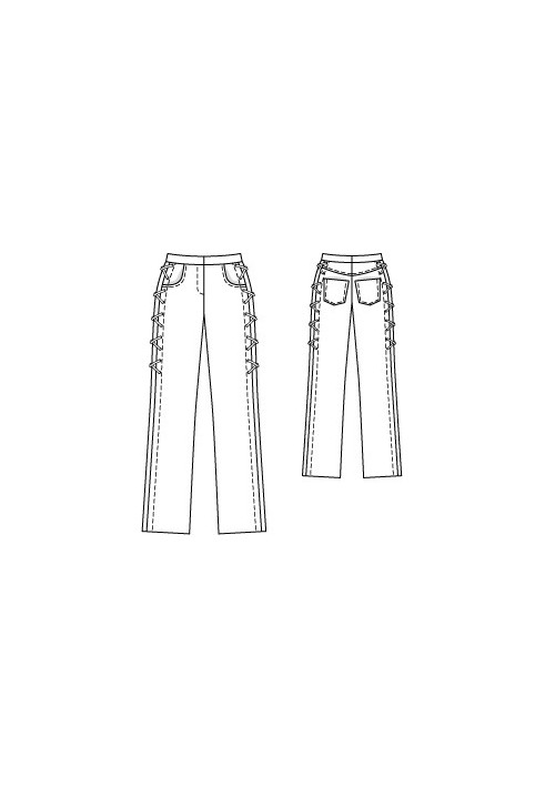 Pattern Straight-cut pants with laces (Burda 10/2011, pattern number 132)