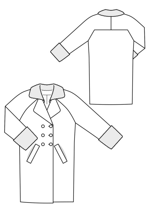 Pattern Double-breasted coat with raglan sleeves (Burda 12/2017, pattern number 109)