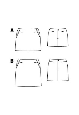 Pattern Straight-cut mini skirt with side pockets (Burda 4/2012, pattern number 122 A)