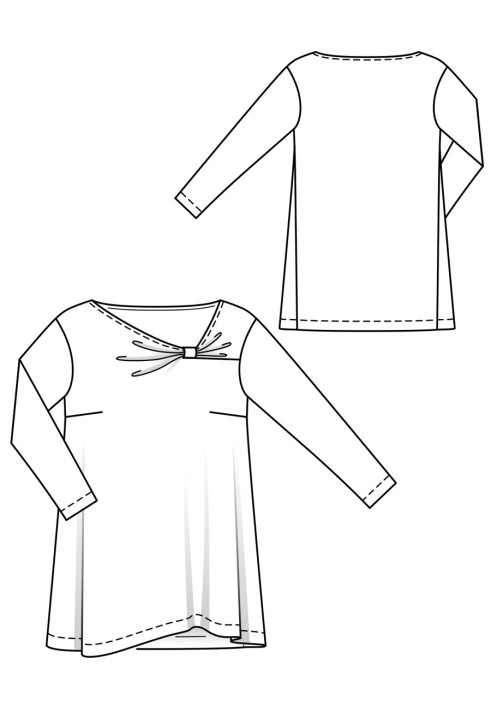 Pattern Tunic with an asymmetrical neckline and drapery (Burda 11/2018, pattern number 125)