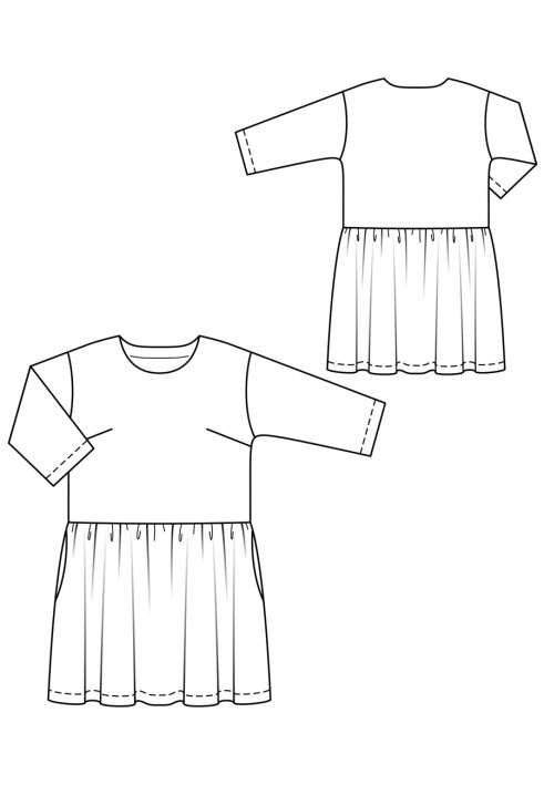 Pattern Dress of a simple cut with a wide skirt (Burda 4/2020, pattern number 108)