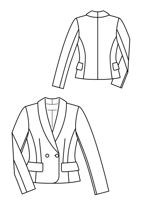 Pattern Double-breasted jacket with shawl collar (Burda 10/2019, pattern number 107)