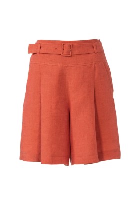 Pattern Linen bermuda shorts with pleats and a belt (Burda 4/2020, pattern number 112)