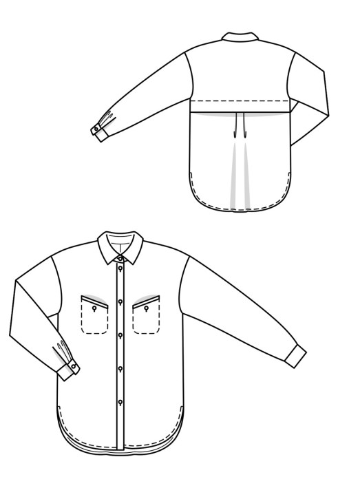 Выкройка Блузка рубашечного кроя с отлетной кокеткой спинки (Burda 10/2019, № выкройки 104 B)