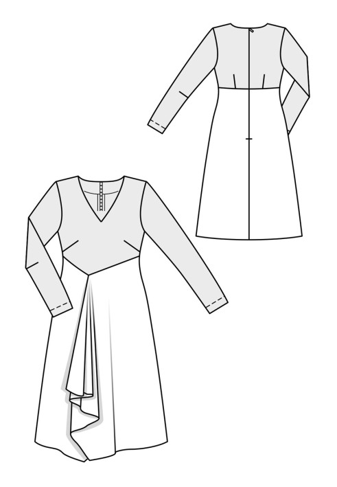 Pattern Dress with a narrow bodice and V-neckline (Burda 11/2017, pattern number 110)