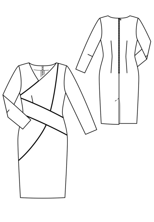 Pattern Dress of a narrow cut with relief seams (Burda 10/2017, pattern number 105)