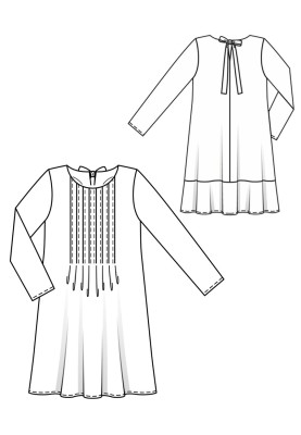 Pattern Dress with a flared silhouette with long sleeves (Burda 12/2019, pattern number 106 A)