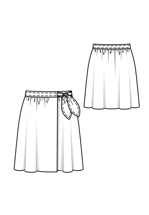 Pattern Skirt with a smell and a bow on the belt (Burda 6/2020, pattern number 110)