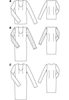 Выкройка Платье-футляр с кружевными рукавами (Burda 4/2012, № выкройки 103B)