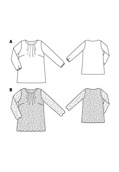 Pattern Tunic of a free cut with long sleeves (Burda 10/2012, pattern number 138 A)