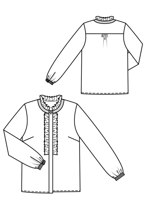 Pattern Blouse-shirt of straight cut with frills (Burda 12/2019, pattern number 101 B)