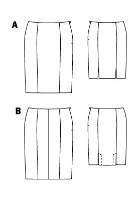 Выкройка Юбка-карандаш с двумя шлицами (Burda 10/2011, № выкройки 136 B)