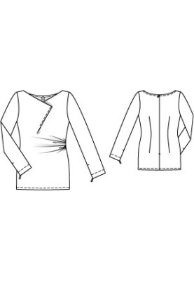 Pattern Blouse of a fitted silhouette with draperies (Burda 10/2012, pattern number 117)