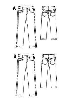 Pattern Pants made of elastic denim fabric (Burda 11/2010, pattern number 146 B)