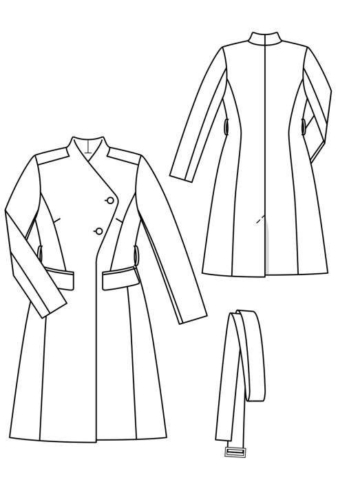 Pattern Coat of a fitted silhouette with a stand-up collar (Burda 10/2018, pattern number 107 B)