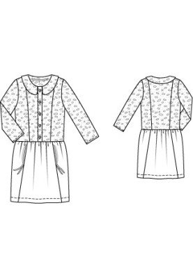 Pattern Dress combined from two fabrics (Burda 12/2012, pattern number 136)