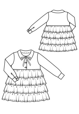 Pattern Shirt dress with long sleeves and frills (Burda 12/2019, pattern number 128)