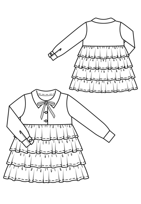 Pattern Shirt dress with long sleeves and frills (Burda 12/2019, pattern number 128)