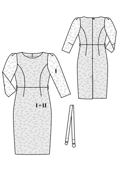 Pattern Sheath lace dress with belt (Burda 10/2020, pattern number 107)