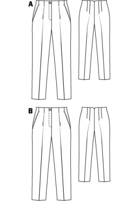 Pattern Pants with a high waist without a belt (Burda 2/2011, pattern number 136 A)