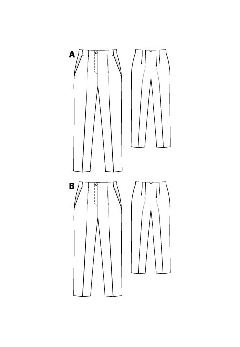 Pattern Pants with a high waist without a belt (Burda 2/2011, pattern number 136 A)