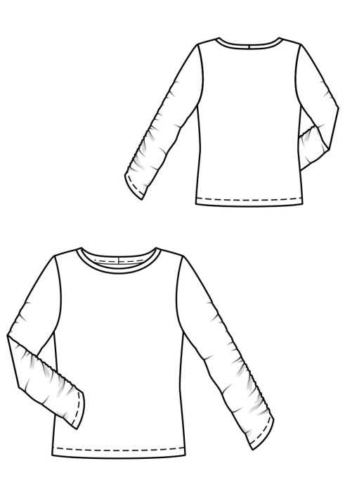 Pattern Pullover with gathered narrow sleeves (Burda 8/2019, pattern number 108 B)