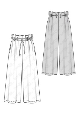 Pattern Wide-cut trousers with a cord belt (Burda 1/2017, pattern no. 6544 B)