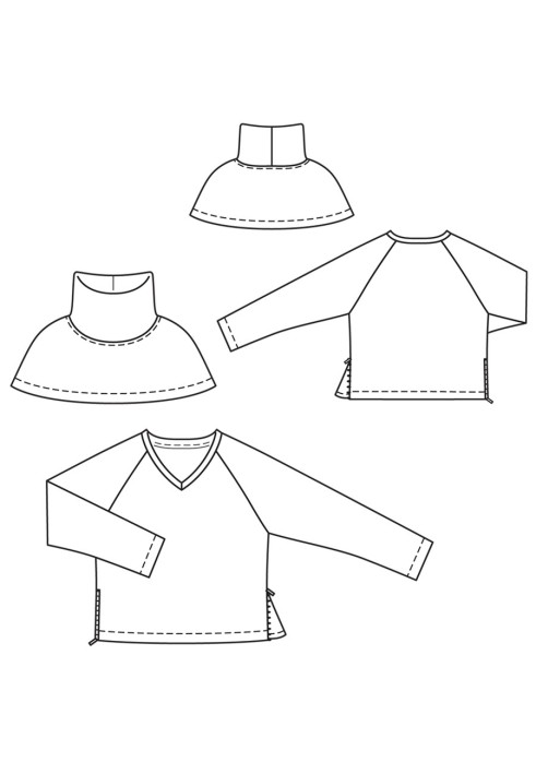 Pattern Raglan pullover with a detachable golf collar (Burda 9/2017, pattern number 101)