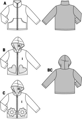 Pattern Anorak straight cut with a hood (Burda 2/2014, pattern number 9425 B)