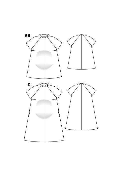 Выкройка Туника А-силуэта с рукавами реглан для беременных (Burda 2/2012, № выкройки 127 B)