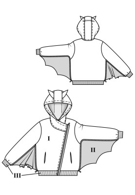 Anorak pattern for Bat suit (Burda 11/2018, pattern number 127)