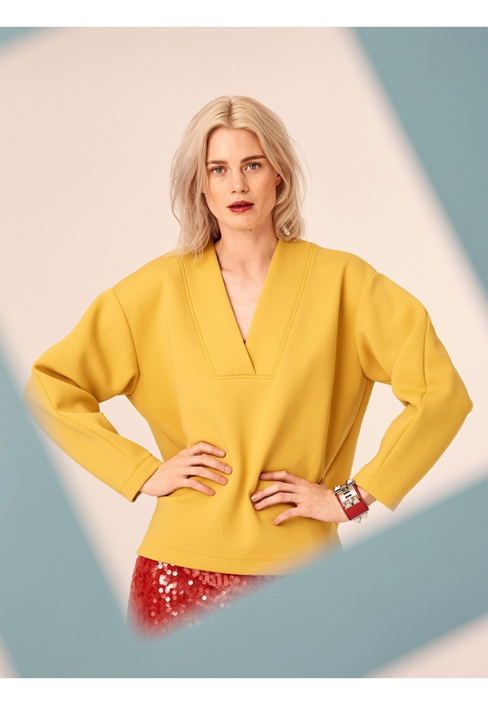 Pattern Pullover with wide neck strips (Burda 10/2019, pattern number 108 B)