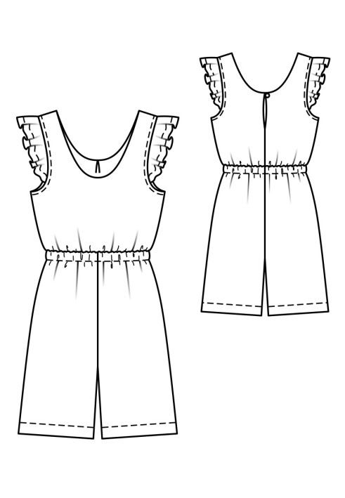 Pattern Short overalls with drawstring at the waist (Burda 6/2020, pattern number 102)