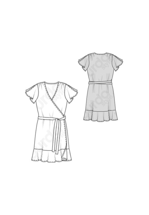 Pattern Knitted dress with a smell and a frill on the lower edge (Burda 1/2020, pattern number 6238 B)