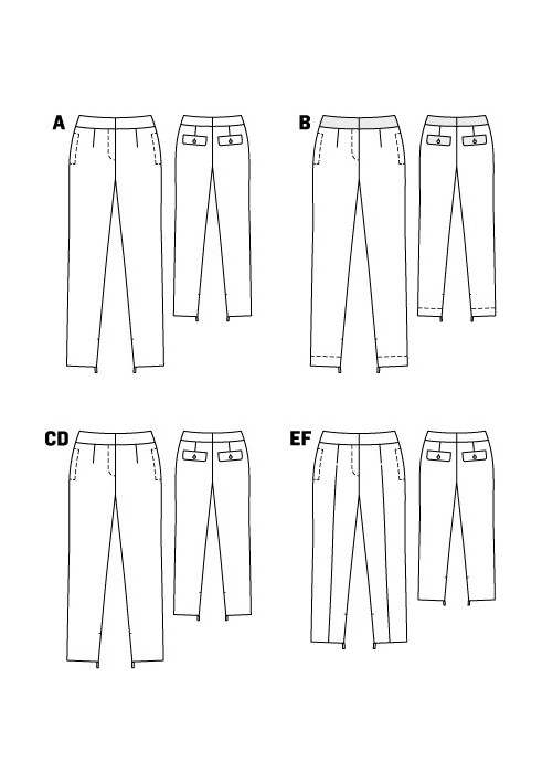 Pattern Tapered cut pants made of elastic gabardine (Burda 8/2010, pattern number 108 B)