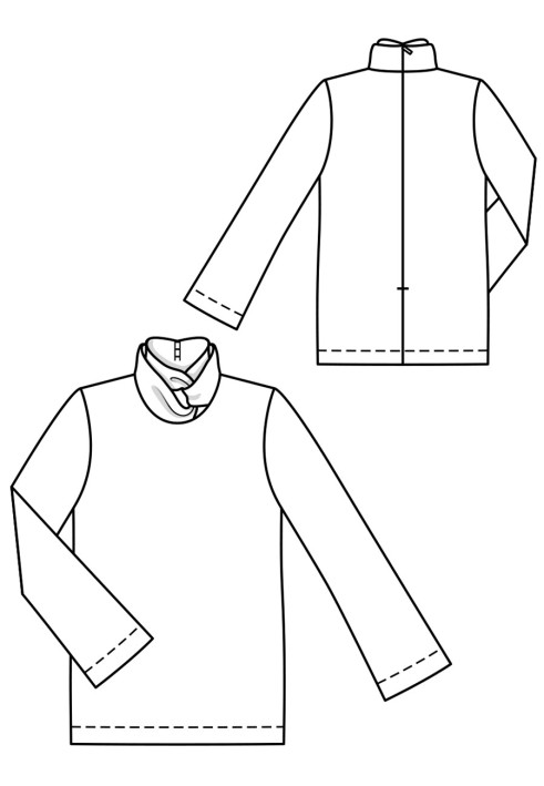 Pattern Pullover with a golf collar and flared sleeves (Burda 10/2018, pattern number 116)