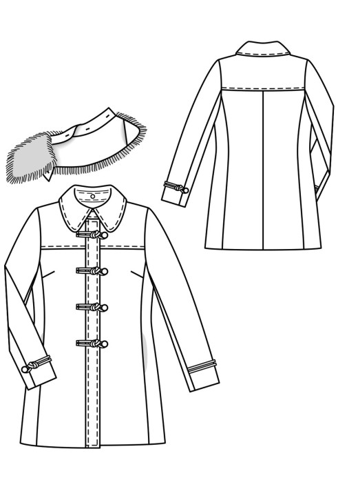 Duffle coat pattern with removable fur collar (Burda 10/2018, pattern number 109)