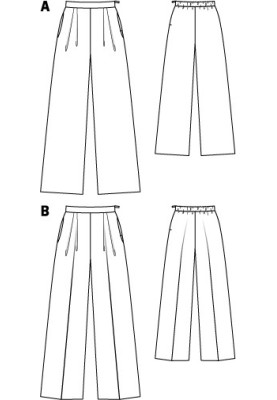 Выкройка Брюки марлен с эластичным поясом (Burda 2/2012, № выкройки 115 A)