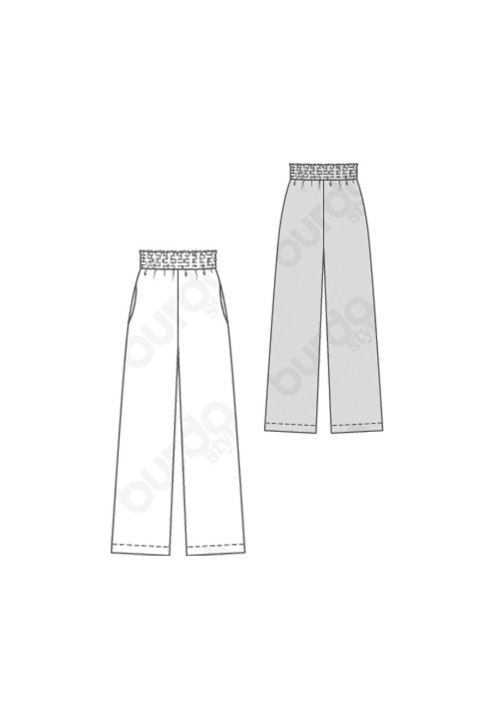 Pattern Straight-cut pants with a wide elastic waistband (Burda 1/2020, pattern number 6229 A)