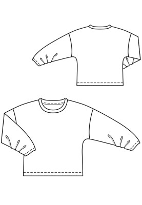 Выкройка Пуловер просторный со складками на рукавах (Burda 9/2018, № выкройки 108)