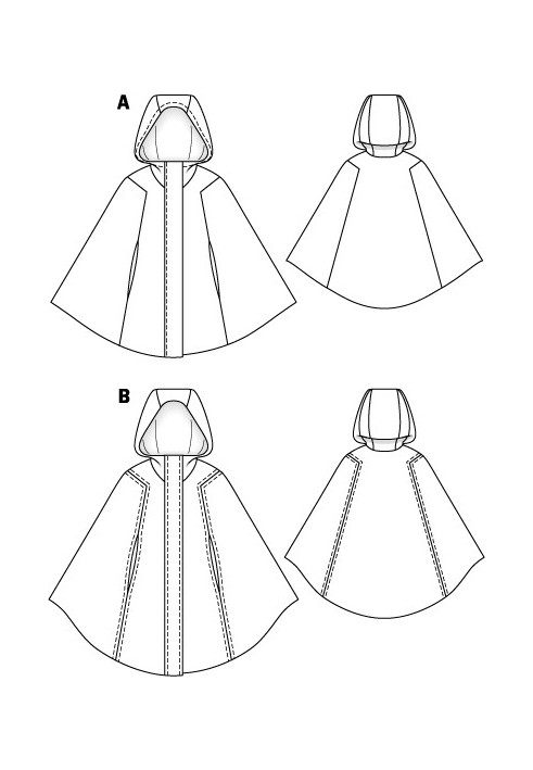 Выкройка Накидка кейп с застежкой на молнию (Burda 10/2011, № выкройки 101 B)