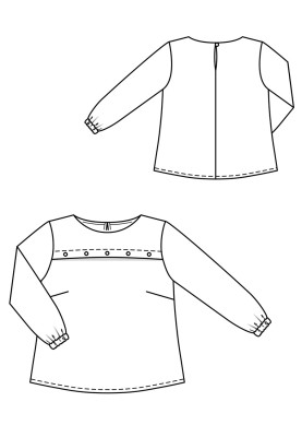 Pattern Blouse of a flared silhouette with a round neck (Burda 1/2020, pattern number 123 A)