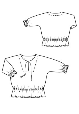 Pattern Blouse with solid cut sleeves and assemblies (Burda 2/2019, pattern number 128)