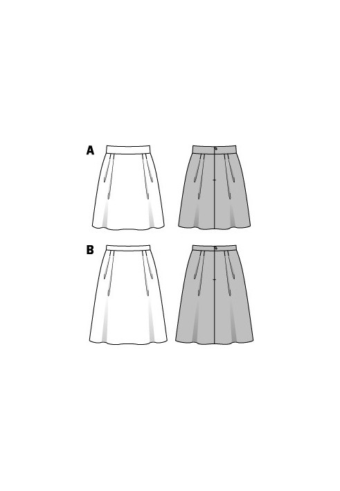 Pattern A-line skirt with a narrow waist (Burda 2/2014, pattern number 6836 A)