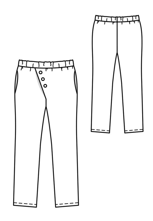 Pattern Pants on a wide elastic belt (Burda 7/2018, pattern number 130)