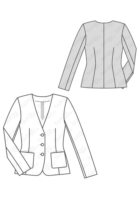 Pattern Single-breasted jacket of a fitted silhouette (Burda 2/2016, pattern number 6569 A)