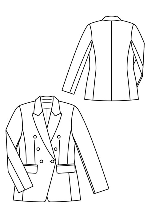 Pattern Double-breasted blazer jacket with slit pockets (Burda 2/2020, pattern number 102 B)