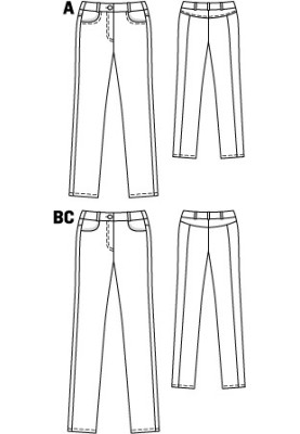 Pattern Pants with a narrow cut in denim style (Burda 7/2010, pattern number 103 C)