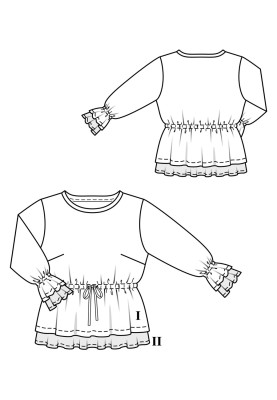 Pattern Tunic with frills and drawstring at the waist (Burda 10/2020, pattern number 127)